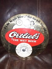 Ortliebs Beer Celluloid Toc Tin Over Cardboard Thermometer Sign