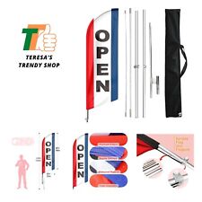 Open Feather Flag Open Flag For Business With Pole Kit And Ground Stake Ope...