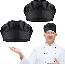 2pcs Chef Hat Adjustable Elastic Baker Kitchen Cooking Chef Cap Reusable And Wa