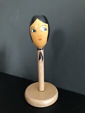 Vintage Figural Wood Hat Stand Womans Face
