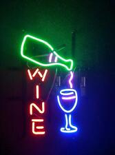 New Wine Beer Bottle Cup Bar Open 17x14 Neon Light Sign Lamp Wall Decor
