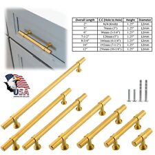 Brushed Gold Modern Kitchen Cabinet Handles Drawer Pulls Knobs Stainless Steel