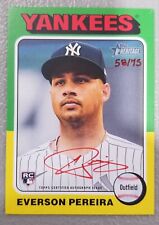 2024 Topps Heritage Everson Pereira Yankees Rc Red On Card Autograph 5875
