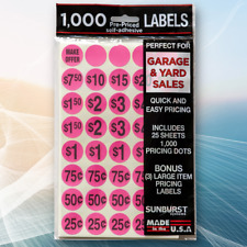 Pack Of 1000 Yard Garage Sale Price Stickers Prepriced Labels Self Adhesive Tags