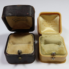 Antique Vintage Ring Box Lot Of 2 - Push Button Hinged Illinois - Jewelry 47688p