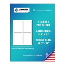 100 Premium 3.5 X 5 Self Adhesive Shipping Labels 4 Per Sheet