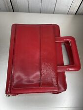 Vintage Franklin Covey Red Classic Zip Handles Planner Binder Faux Leather