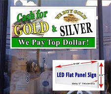Cash For Gold Silver Led Flat Panel Light Box Sign 48x24