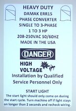Heavy Duty 1-3 Hp Static Phase Converter 208-250vac Mill Drill Saw Usa 5060hz