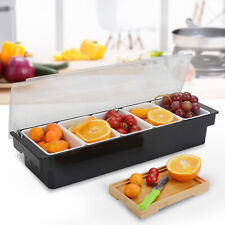 4 Compartment Fruit Tray Bar Condiment Caddy Storage Box Dispenser Container
