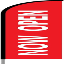 Now Open Sign Banner Feather Flag Kits - 15ft Flag Complete With Pole Set And Gr