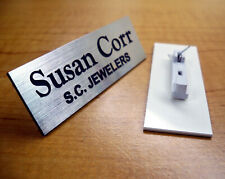 Custom Engraved Silver Name Tag Badge 1x3 Employee Identification Personalized