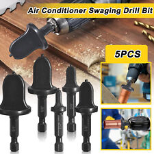 5pcs Air Conditioner Swaging Drill Bit Tube Expander Set Flaring Handle Kit Tool