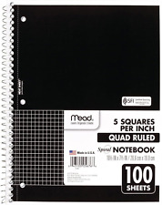 Spiral Notebook 1-subject Graph Ruled Paper 7-12 X 10-12 100 Sheets Bla