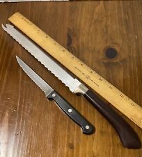 Vintage Original Ginsu Carving Knife Serrated Surgical Steel Brown Handle Usa