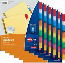 Avery 8 Tab Binder Dividers Insertable Multicolor Big Tabs 6 Sets 11111