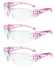 3 Pairpack Radians Optima Pinkclear Lens Safety Glasses Shooting Z87