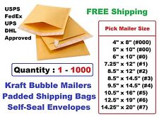 000 00 0 1 2 3 4 5 6 7 Kraft Bubble Mailers Padded Shipping Envelopes 1 25 100
