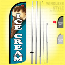 Ice Cream Windless Swooper Flag Kit 15 Tall Feather Banner Sign Bq H