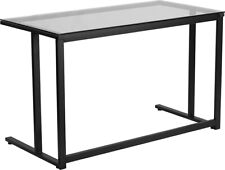 Modern Sleek Computer Desk With Tempered Clear Glass Top Amp Black Metal Frame