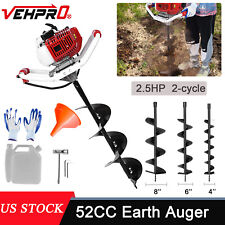 52cc 25hp 40 250mm Drill Auger Post Hole Digger Gas Powered Earth Auger Red