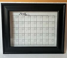 Dry Erase Calendar Clear Glass Black Wood Frame Mount Brackets Monthly