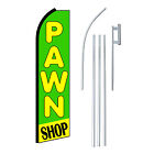 Pawn Shop Banner Sign Flag Grn Yel 15 Complete Swooper Starter Kit Bow Feather