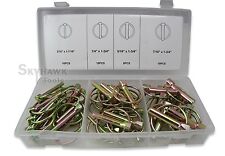 50 Pc Lynch Hitch Quick Pin Assortment Set With Self Locking Retaining Round Rings