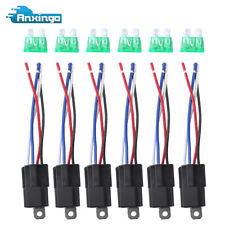 6 Pack 12v 30a 4pin 14 Awg Hot Wires Fuse Relay Switch Harness Set Spst
