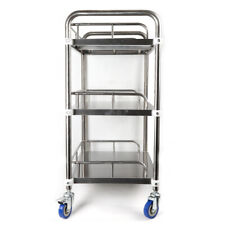 3 Tier Trolley Stainless Steel Rolling Cart Stand Tray Universal Laboratory Cart