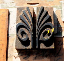 2x Ornament Letterpress Wooden Printing Block Wood Printer Type Art Nouveau1900