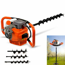 Earth Auger Post Hole Digger Borer Fence Ground 3 Drill Bits 71cc Gas Powered