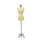 Female Dress Form Pinnable Foam Mannequin Torso Size 2-4 With Chrome Wheel Base
