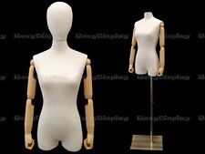 Female Body Form Linen Foam Pure White With Head And Arm Jf F1wlarmbs 05