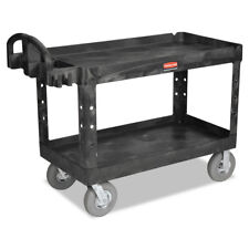Rubbermaid Heavy Duty Utility Cart Two Shelf 26wx55dx33 14h Black 4546bla New