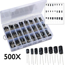 500pcs Electrolytic Capacitor Assortment Kit Set Box 01uf 1000uf 24 Values