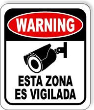 Spanish Warning Video Surveillance Security Camera Metal Outdoor Sign Long Last