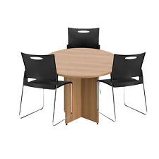 Gof 42 Round Table Set With 3 Black Chairs Walnut 4 Piece Table Set