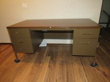 Older All Metal Steelcase Desk 6 Drawer Including File Drawer Heavy Duty Nice