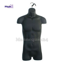 Male Mannequin Torso Dress Form Black With Hook For Hanging