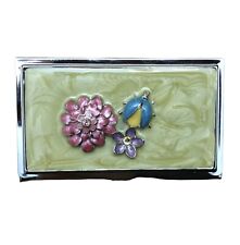 New Listingbusiness Card Case Beautiful Cloisonn Look Decorated Withladybug Flowers Jewels