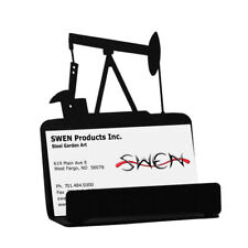 Swen Products Oil Well Rig Derrick Pump Jack Black Metal Business Card Holder