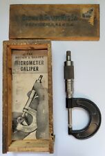 Antique Vintage Brown Amp Sharpe Micrometer 1 Micrometer Caliper Vintage With Box