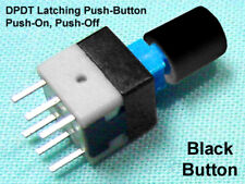 6 Miniature Dpdt Push Button Switch Latching Push On Push Off Black Caps