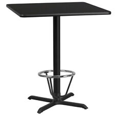 36 Square Restaurant Bar Height Table With Black Laminate Top And Foot Ring