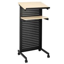 Rolling Podium Presentation Lectern Mobile Stand Up Office Furniture Conference