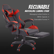 Ergonomic Reclining High Back Computer Desk Office Chair With Lumbar Massage Red