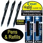 Pilot Frixion Clicker 10 Bold Point With Black Erasable Gel Ink Pens Refills