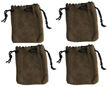 4 Brown Genuine Suede Leather 3 Drawstring Pouch Bag Jewelry Coin Renaissance