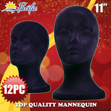 12pcs 11 Styrofoam Foam Black Velvet Mannequin Manikin Head Display Wig Hat